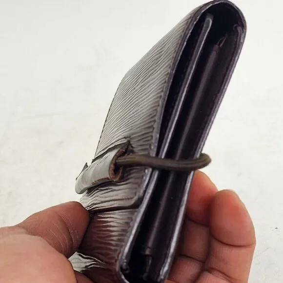 Louis Vuitton Epi Porte Monnaie Elastic Trifold Wallet Brown Leather Card Holder - Picture 8 of 14